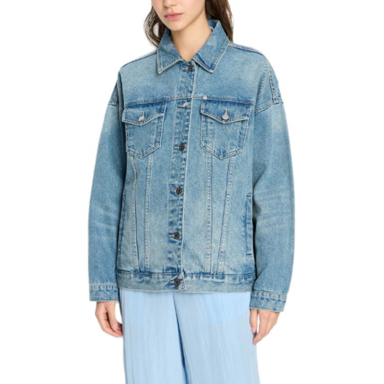 Purchase (W) 아르마니 익스체인지 워싱 데님 긴팔 자켓 블루 - SS24. 8NYB34-Y4AAZ-150A