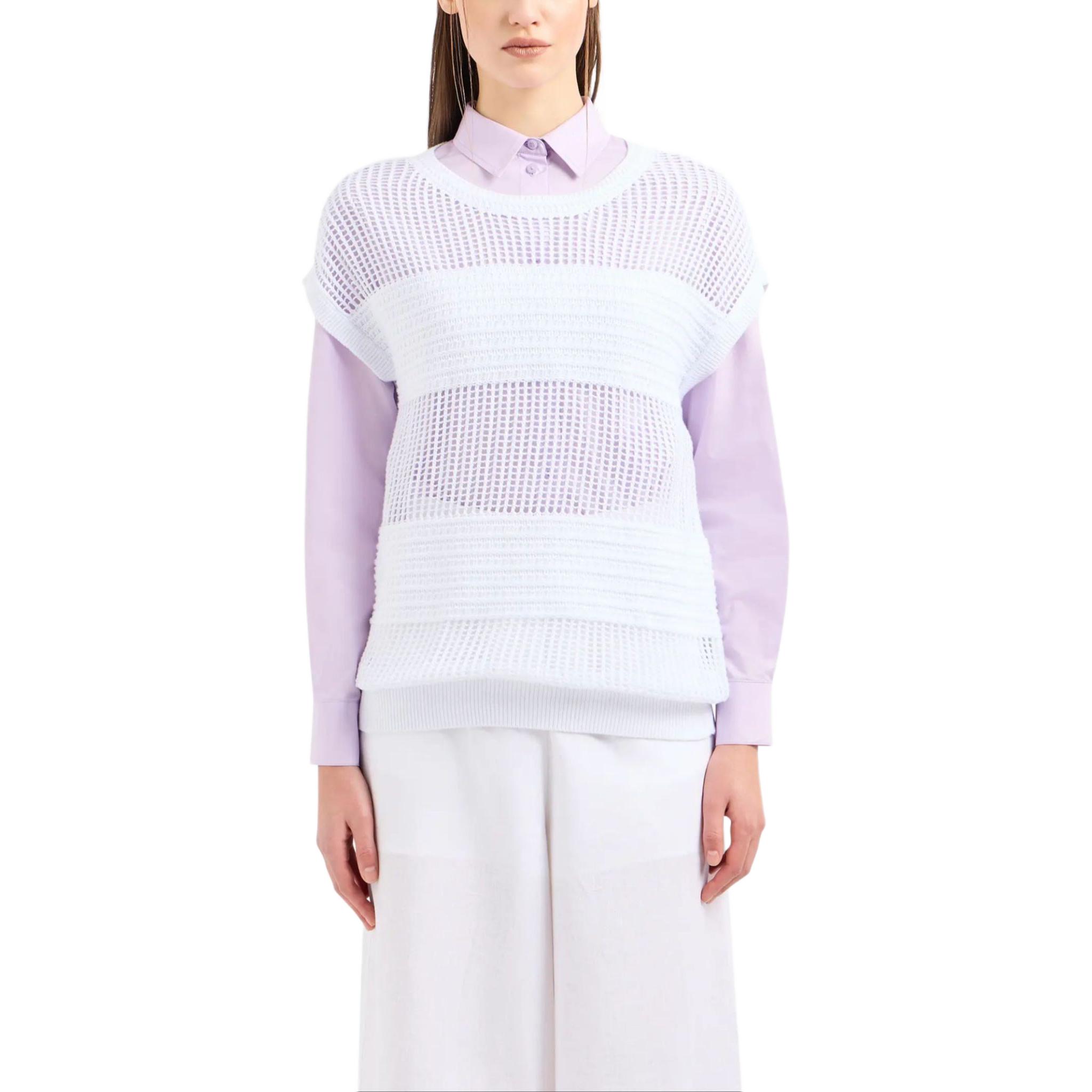 Lookbook (W) ARMANI EXCHANGE 白色針織短袖圓領T恤 3DYH1N-YMB1Z-1000