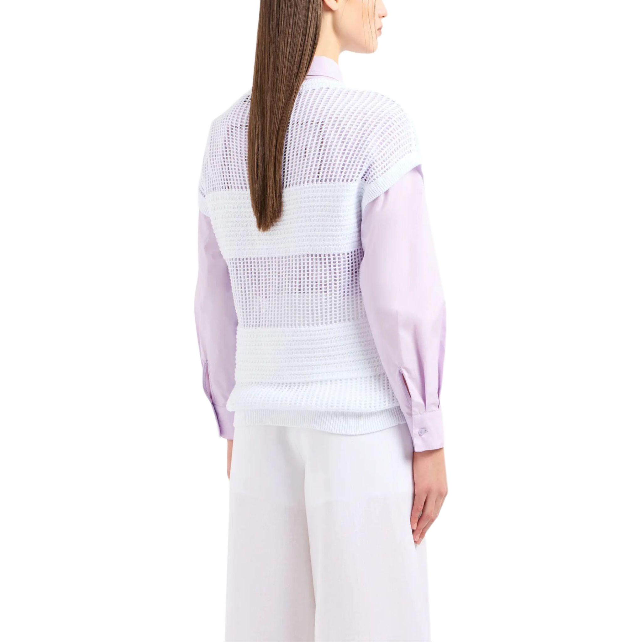 Shop (W) ARMANI EXCHANGE 白色針織短袖圓領T恤 3DYH1N-YMB1Z-1000