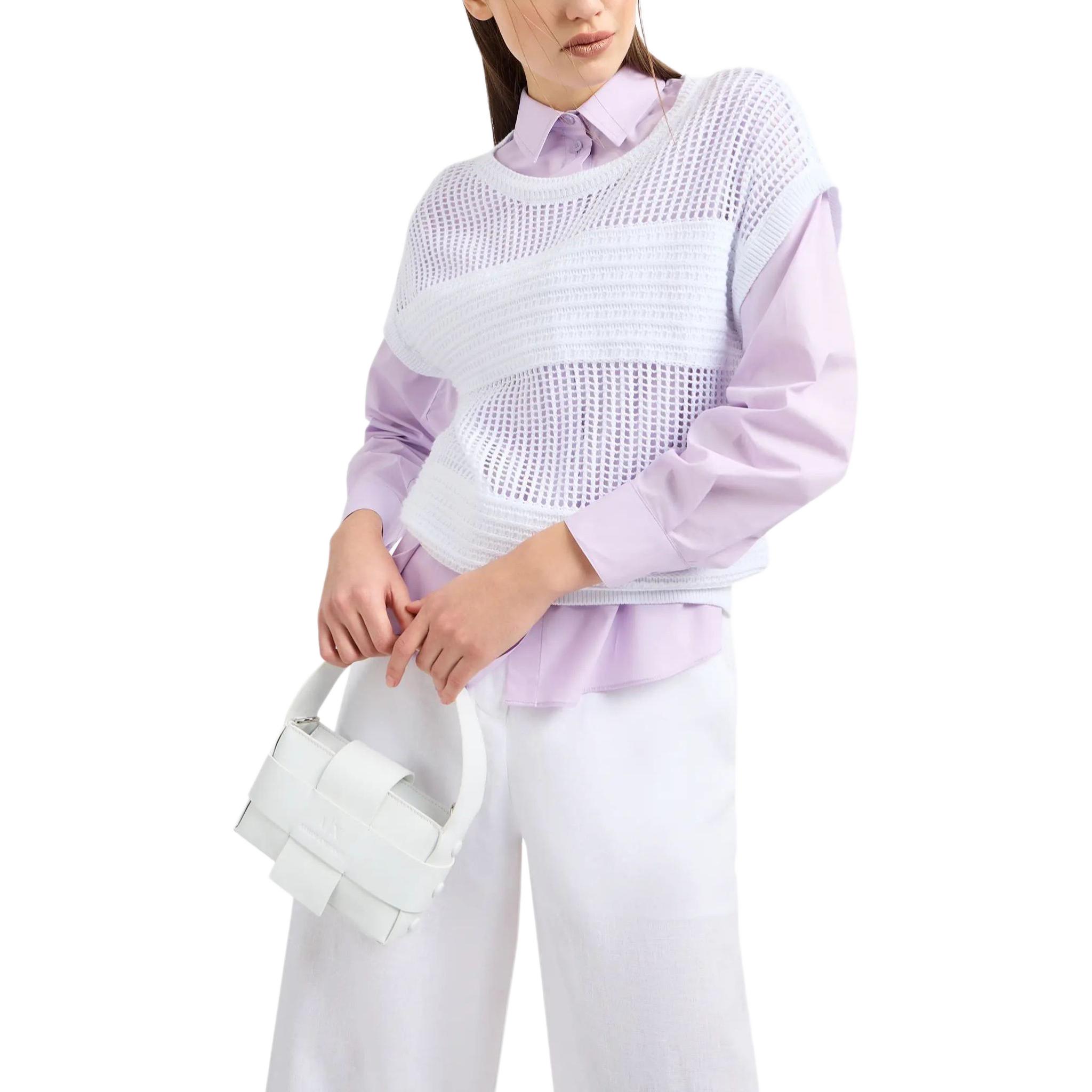 Purchase (W) ARMANI EXCHANGE 白色針織短袖圓領T恤 3DYH1N-YMB1Z-1000