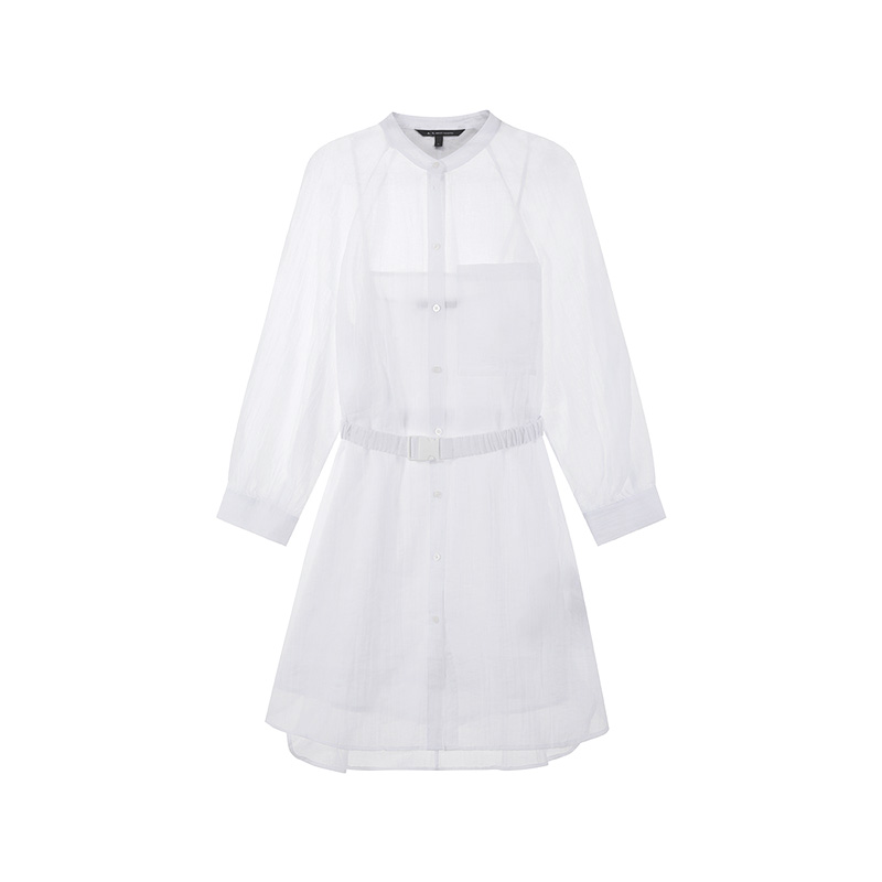 (Women) Armani Exchange  White Long-Sleeve Shirt Midi Dress 3RYA13-YN3KZ-1000