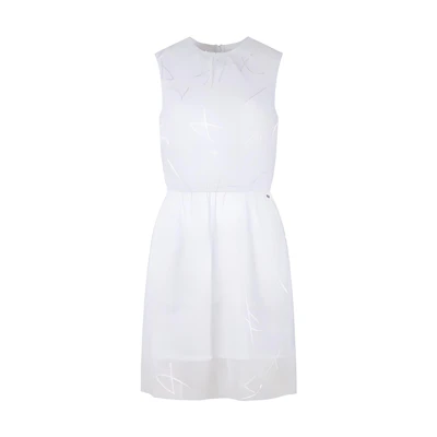 (Women) ARMANI EXCHANGE White Sleeveless Logo Jacquard Midi Dress 3RYA27-YN2KZ-1000