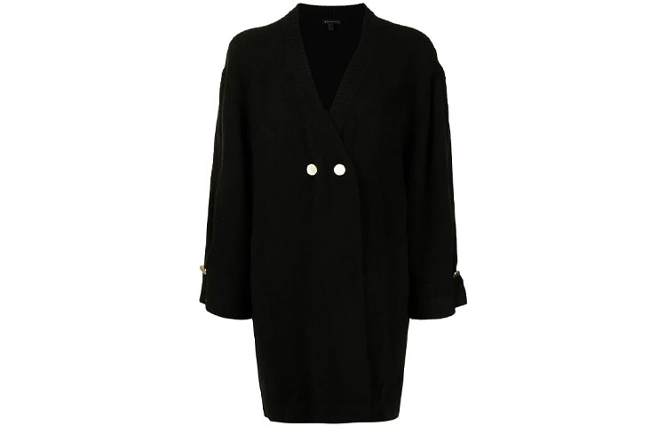 Order (Women) ARMANI EXCHANGE AE FW21 Black Solid Double-Breasted Knit Cardigan 6KYE1S-YMR2Z-1200