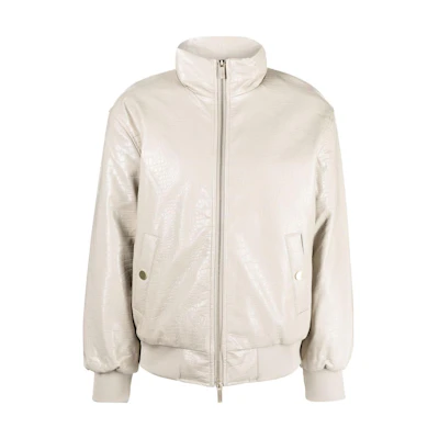 (Women) Armani Exchange AE SS23 Embossed Solid Bomber Jacket Women’s Light Beige 6LYB09-YN4HZ-1768