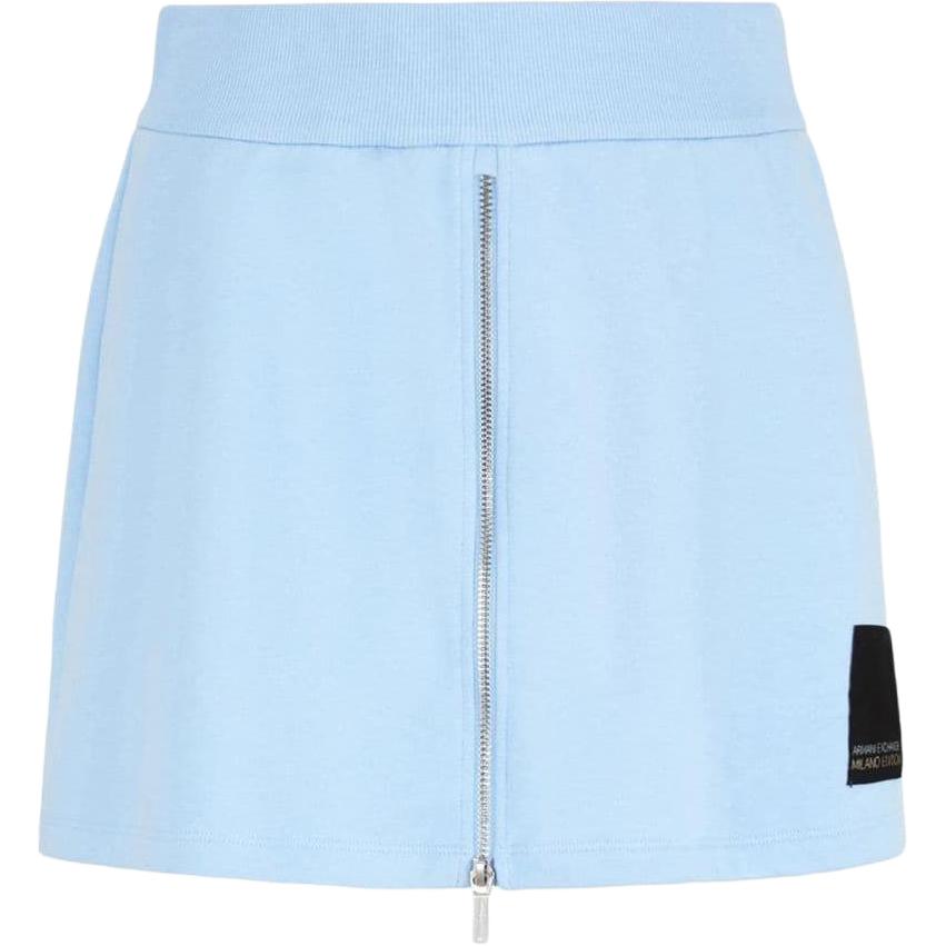 (Women) ARMANI EXCHANGE AE SS24  Light Blue Logo Detail Casual Zipper Shorts. 3DYS91-YJFDZ-15DD