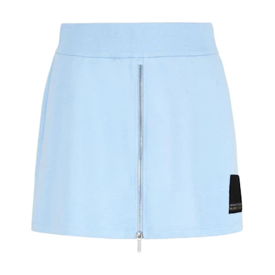 (Women) ARMANI EXCHANGE AE SS24 Light Blue Logo Detail Casual Zipper Shorts. 3DYS91-YJFDZ-15DD