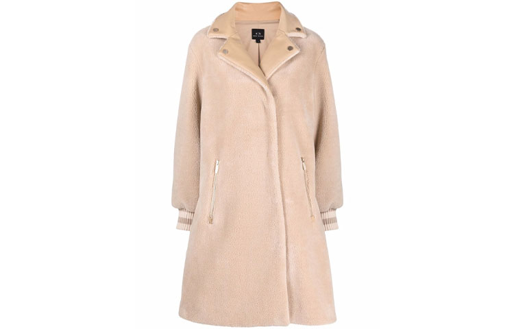 Order (Women) Armani Exchange Beige Fleece Collar Coat Jacket. 6KYK20-YNUSZ-1678
