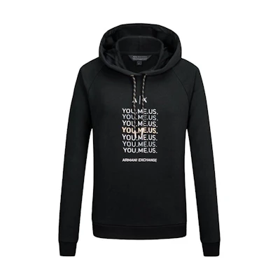 (Women) Armani Exchange Black Pullover Hoodie with Logo Print 6LYM27-YJ5VZ-1200