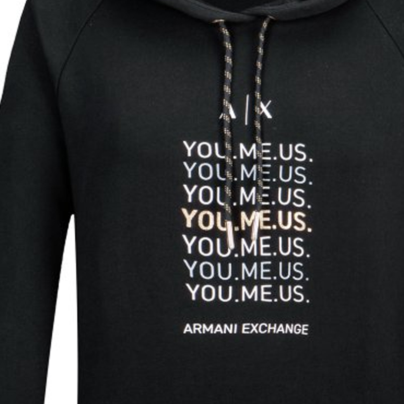 Purchase (Women) Armani Exchange Black Pullover Hoodie with Logo Print 6LYM27-YJ5VZ-1200