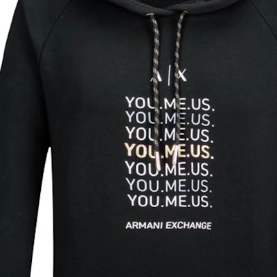 (Women) Armani Exchange Black Pullover Hoodie with Logo Print 6LYM27-YJ5VZ-1200 Purchase (Women) Armani Exchange Black Pullover Hoodie with Logo Print 6LYM27-YJ5VZ-1200