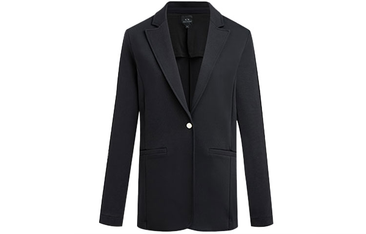 (Women) Armani Exchange Black Slim Fit Single-Button Blazer Long Sleeve Jacket 6HYG70-YJ3BZ-1200