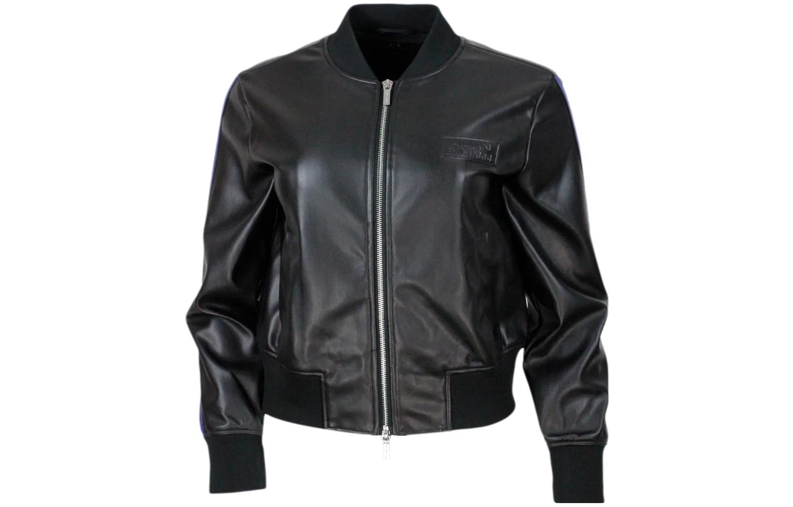 (Women) Armani Exchange Black Solid Zipper Short Long-Sleeve Jacket 6RYB62-YN8PZ-1200