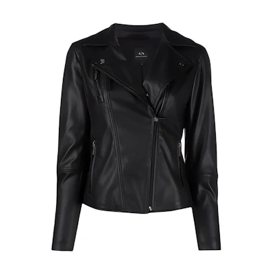(Women) ARMANI EXCHANGE FW21 Black Faux Leather Moto Jacket 8NYB13-YNVLZ-1200