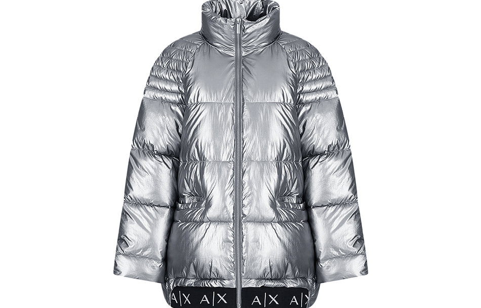 Order (Women) ARMANI EXCHANGE FW22  Shiny Logo Collar Puffer Jacket Silver Grey. 6LYB07-YNSKZ-6908