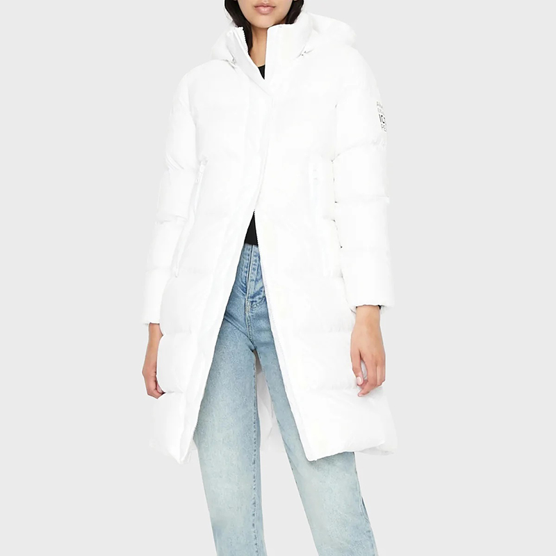 Shop (W) 아르마니 익스체인지 FW22 퀼팅 후드 다운 재킷 화이트 8NYK50-YNYNZ-1100