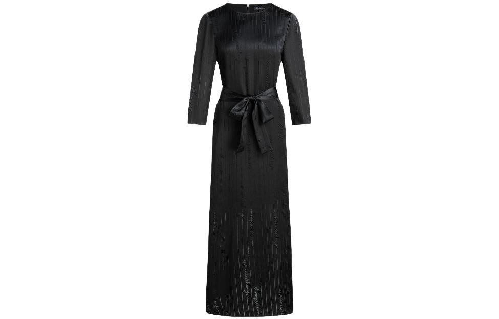 (Women) ARMANI EXCHANGE FW23  Black Bow Tie Belted 3/4 Sleeve Dress. 6RYA11-YN2KZ-02EL