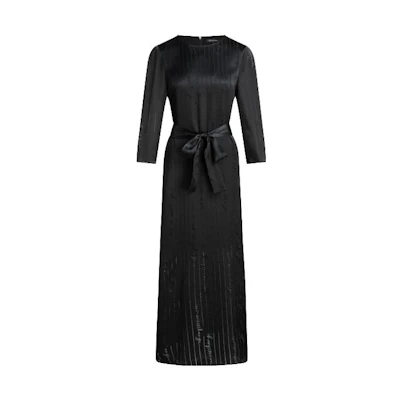(Women) ARMANI EXCHANGE FW23 Black Bow Tie Belted 3/4 Sleeve Dress. 6RYA11-YN2KZ-02EL