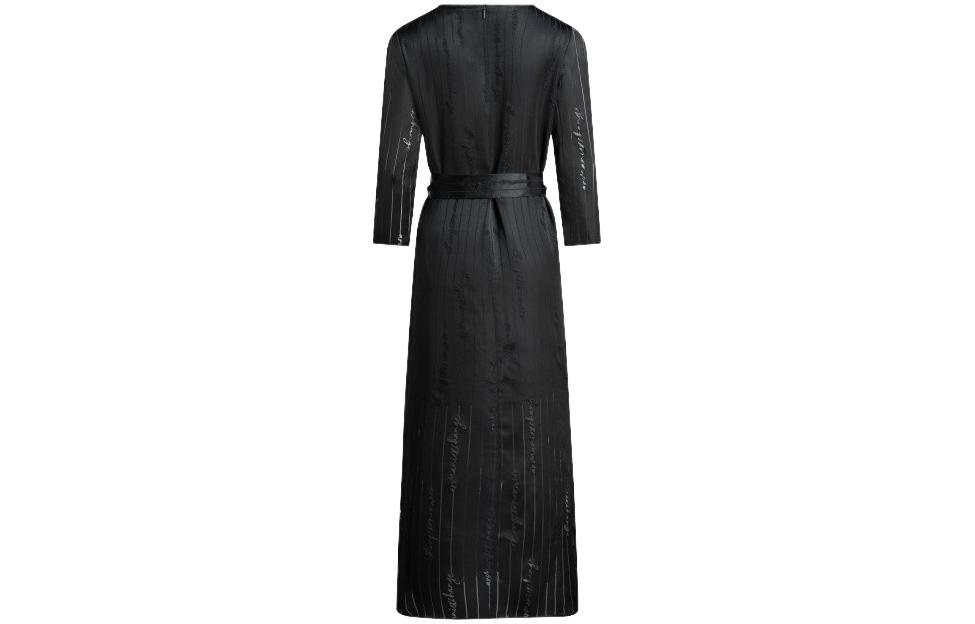 Lookbook (W) 阿玛尼AX FW23黑色蝴蝶结腰带七分袖连衣裙 6RYA11-YN2KZ-02EL