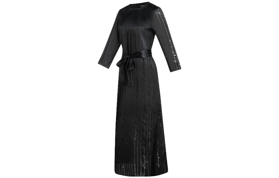 Shop (W) 阿玛尼AX FW23黑色蝴蝶结腰带七分袖连衣裙 6RYA11-YN2KZ-02EL