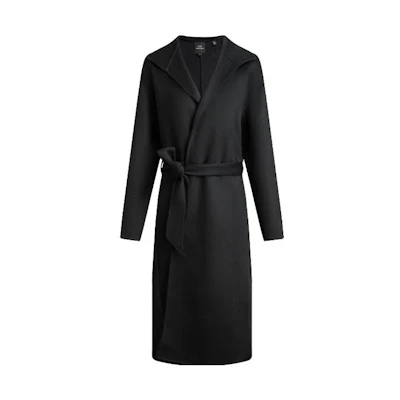 (Women) ARMANI EXCHANGE FW23 Black Solid Waist-Tie Coat. 6RYL22-YN4PZ-1200