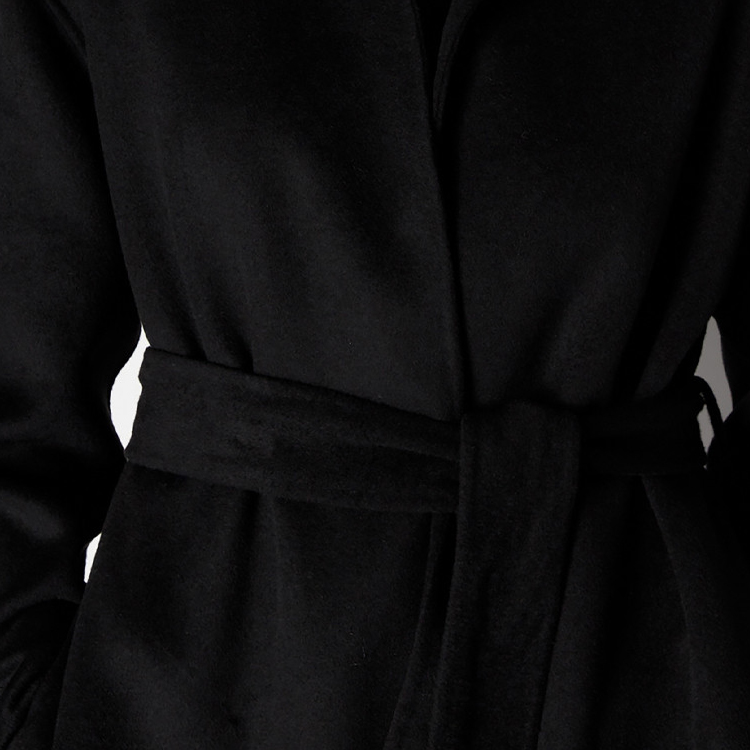 Sizing (Women) ARMANI EXCHANGE FW23  Black Solid Waist-Tie Coat. 6RYL22-YN4PZ-1200