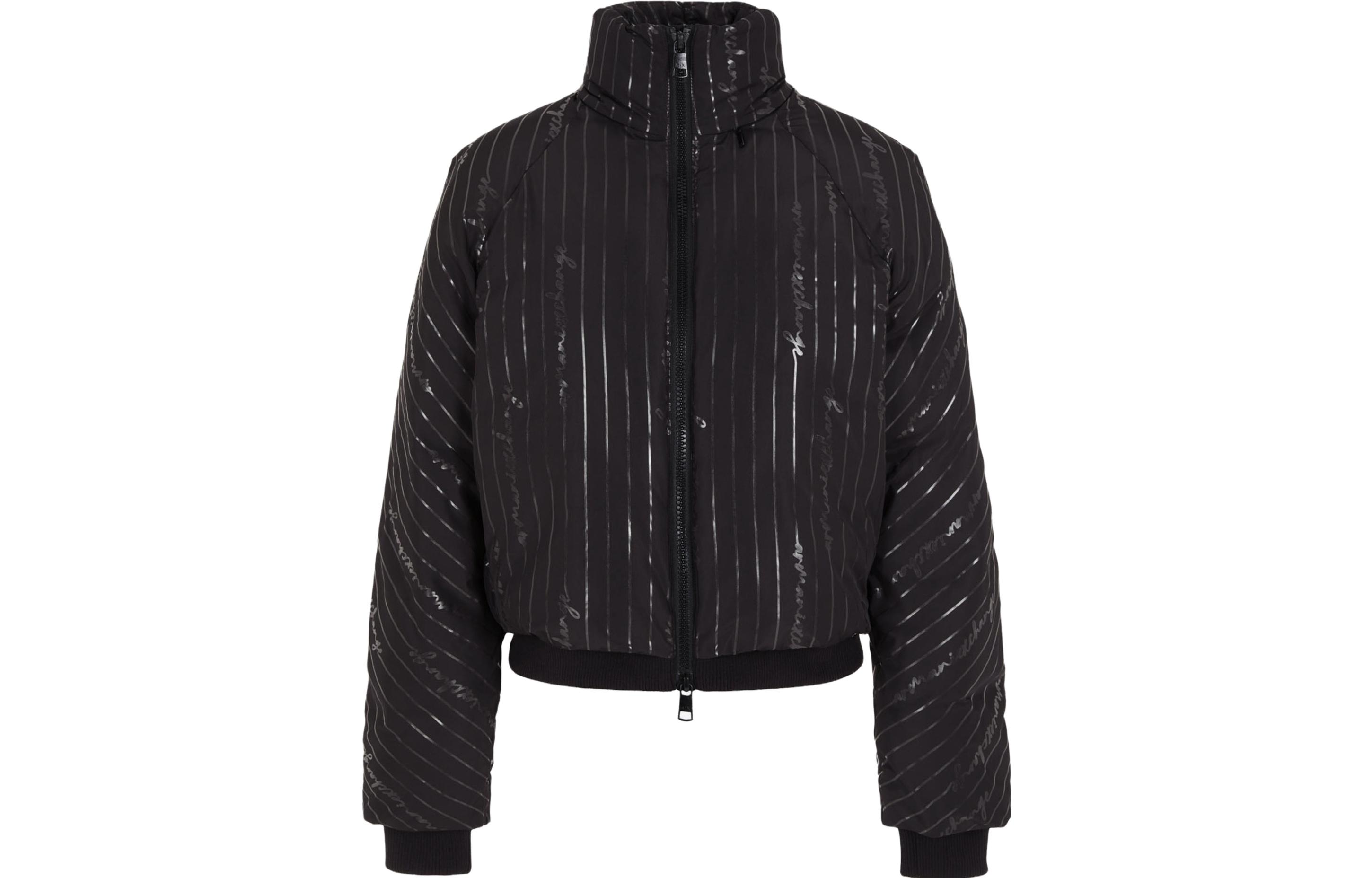 (Women) ARMANI EXCHANGE FW23  Colorblock Striped Printed Short Cotton Jacket Black 6RYB06-YN1MZ-02EL