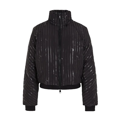 (Women) ARMANI EXCHANGE FW23 Colorblock Striped Printed Short Cotton Jacket Black 6RYB06-YN1MZ-02EL