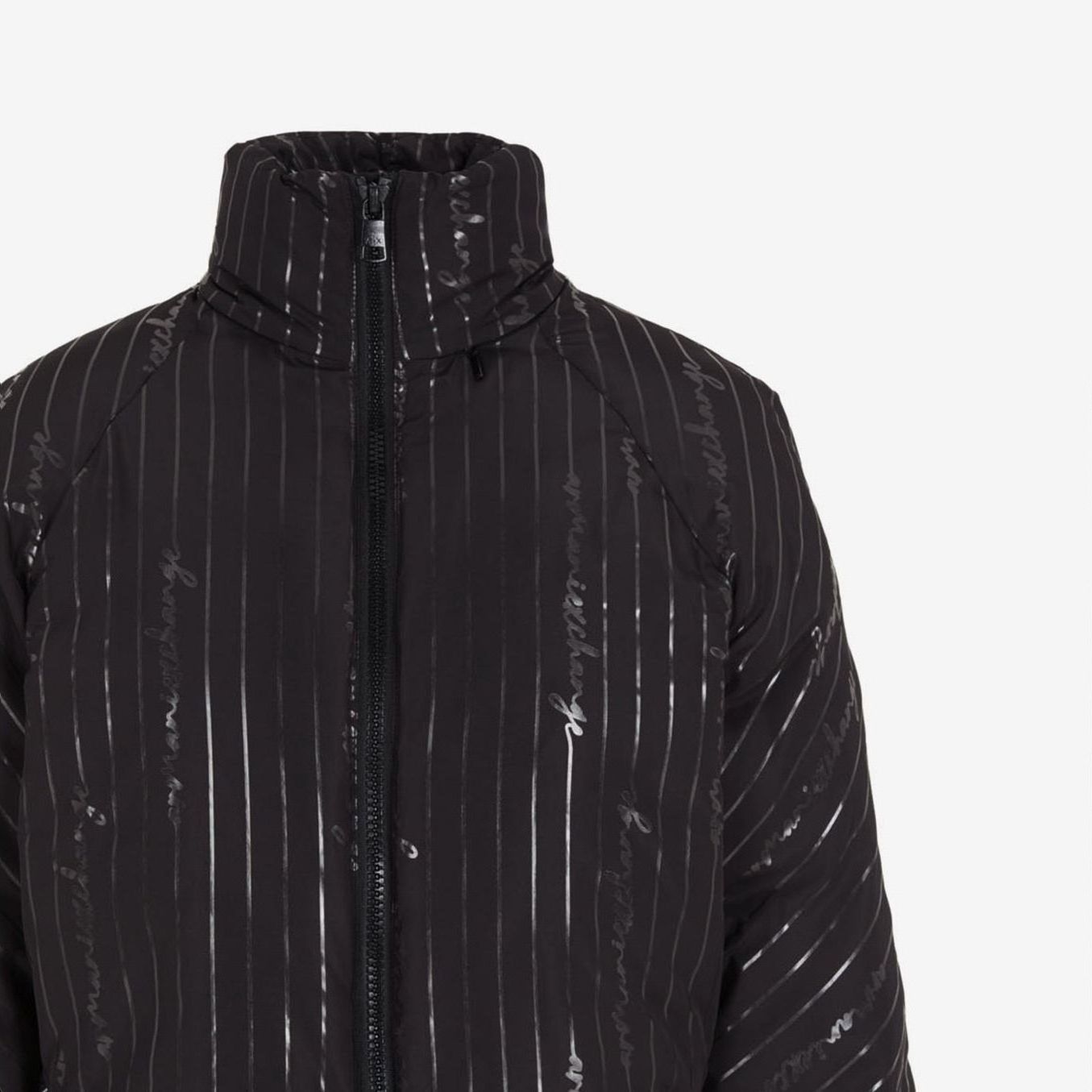 Sizing (Women) ARMANI EXCHANGE FW23  Colorblock Striped Printed Short Cotton Jacket Black 6RYB06-YN1MZ-02EL