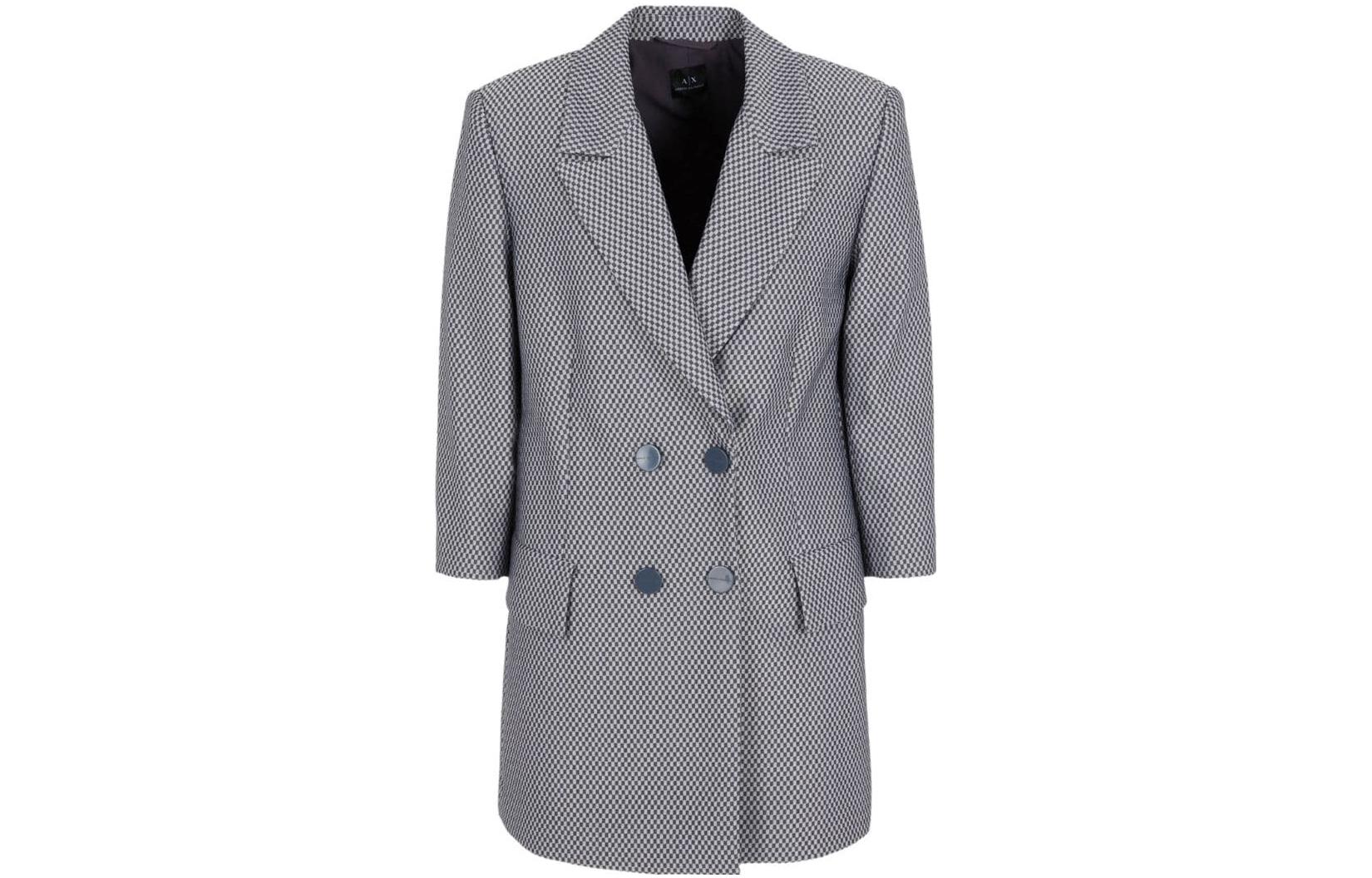 Order (W) ARMANI EXCHANGE FW23 Blazer Biru Tua Plaid Double-Breasted. 6RYG22-YN6MZ-25ES