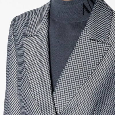 (W) ARMANI EXCHANGE FW23 Blazer Biru Tua Plaid Double-Breasted. 6RYG22-YN6MZ-25ES Details for (W) ARMANI EXCHANGE FW23 Blazer Biru Tua Plaid Double-Breasted. 6RYG22-YN6MZ-25ES