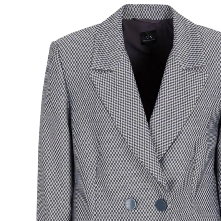 Sizing (W) ARMANI EXCHANGE FW23 Blazer Biru Tua Plaid Double-Breasted. 6RYG22-YN6MZ-25ES
