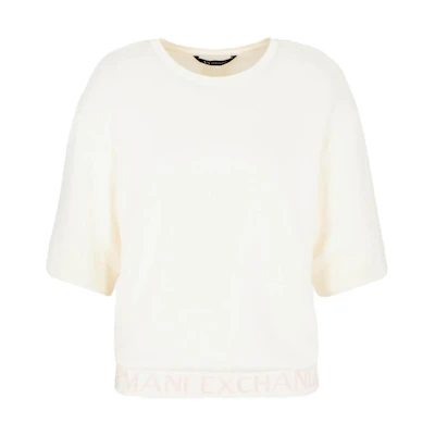 (Women) Armani Exchange FW23 Logo Graphic Half-Sleeve Sweatshirt for Women 6RYM81-YJEGZ-1130