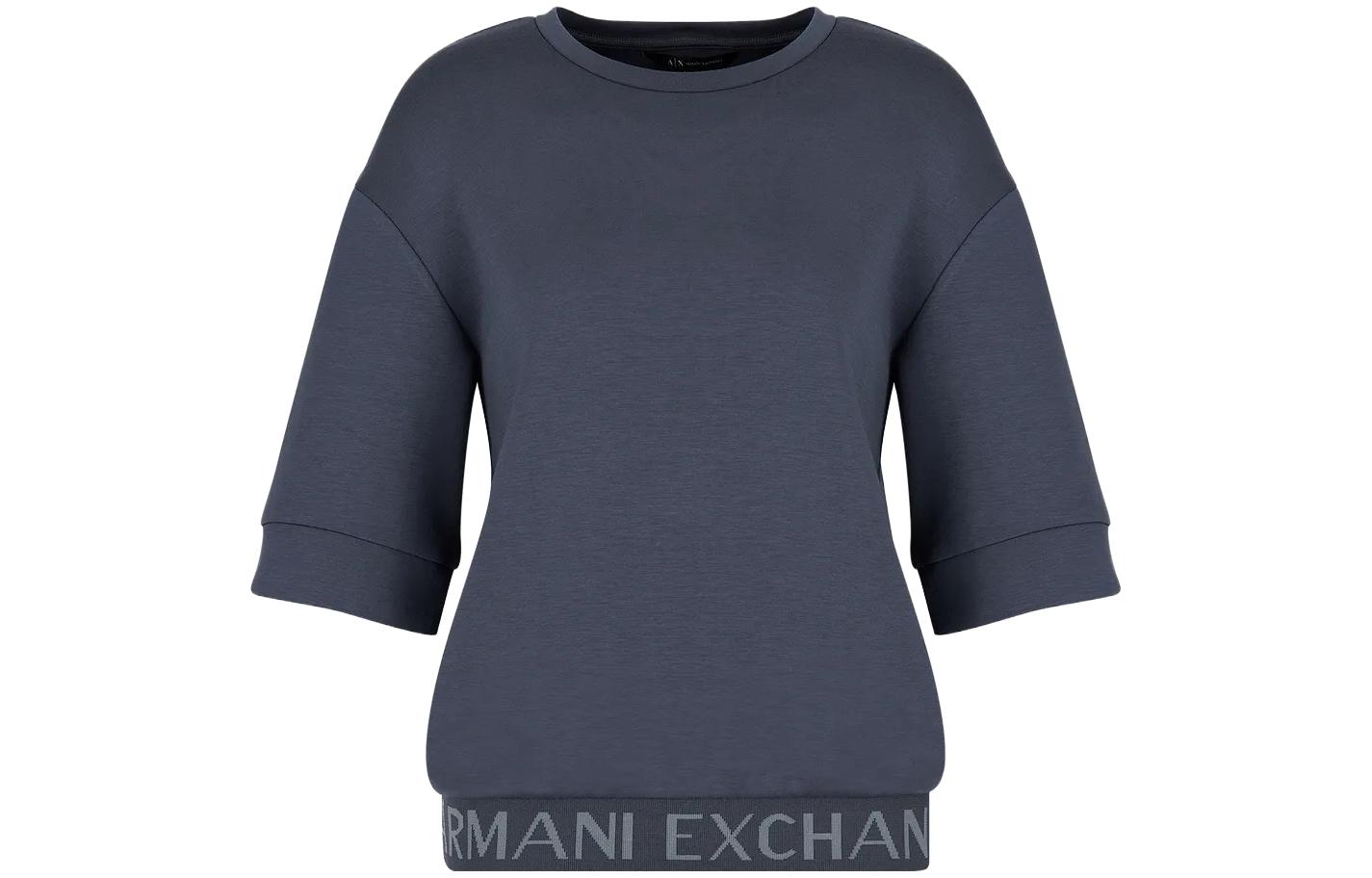 Cheap (W) Armani Exchange 女士 FW23 標誌圖案短袖運動衫 6RYM81-YJEGZ-1130