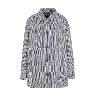 (Women) ARMANI EXCHANGE FW23 Patchwork Checkered Print Single-Breasted Coat Women Blue Gray 6RYB23-YN7MZ-25ES