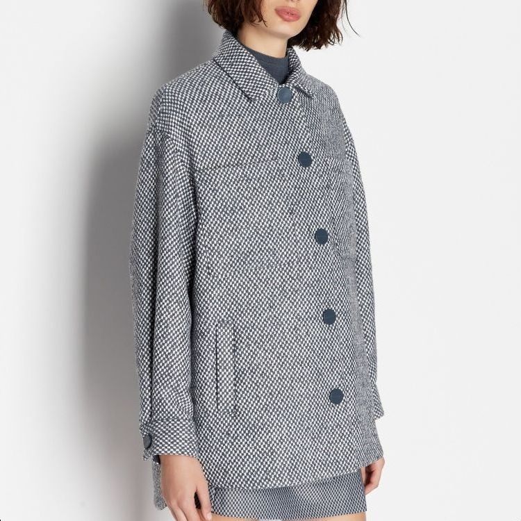Purchase (Women) ARMANI EXCHANGE FW23 Patchwork Checkered Print Single-Breasted Coat Women Blue Gray 6RYB23-YN7MZ-25ES