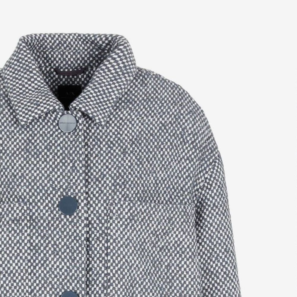 Sizing (Women) ARMANI EXCHANGE FW23 Patchwork Checkered Print Single-Breasted Coat Women Blue Gray 6RYB23-YN7MZ-25ES