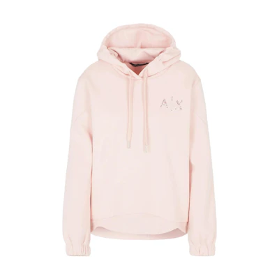 (Women) Armani Exchange FW23 Pink Logo Print Hoodie Long Sleeve Casual Sweatshirt 6RYM24-YJEFZ-7415