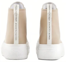 Shop ARMANI EXCHANGE阿瑪尼 牛皮 圓頭系帶平跟 高幫 板鞋 女款 淺褐色