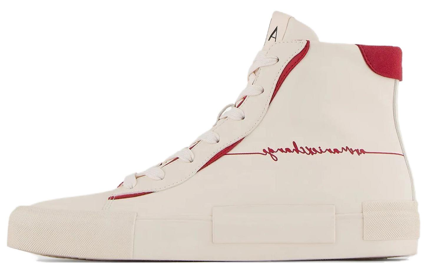 (W) Armani Exchange High-Top Sneaker 'White Red'