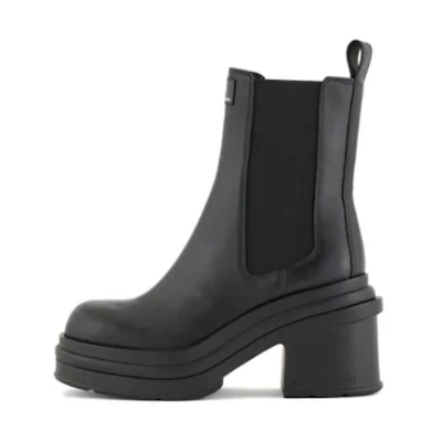 (W) Armani Exchange Leather Chelsea Boots 'Black'