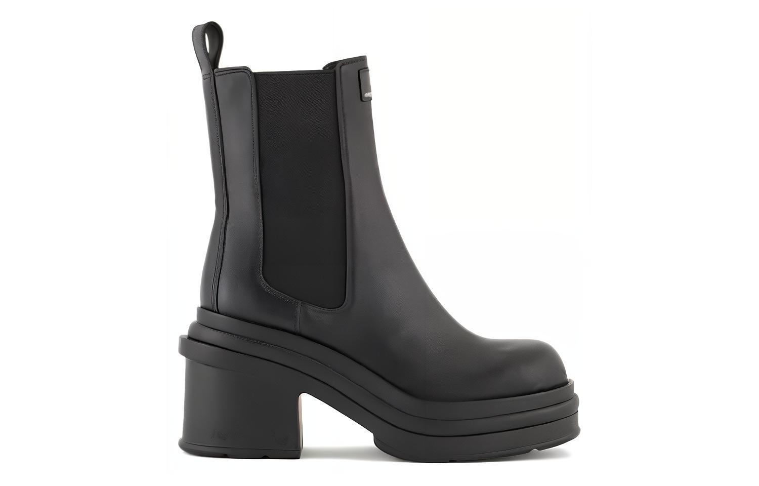 (W) Armani Exchange Leather Chelsea Boots 'Black' 圖 2