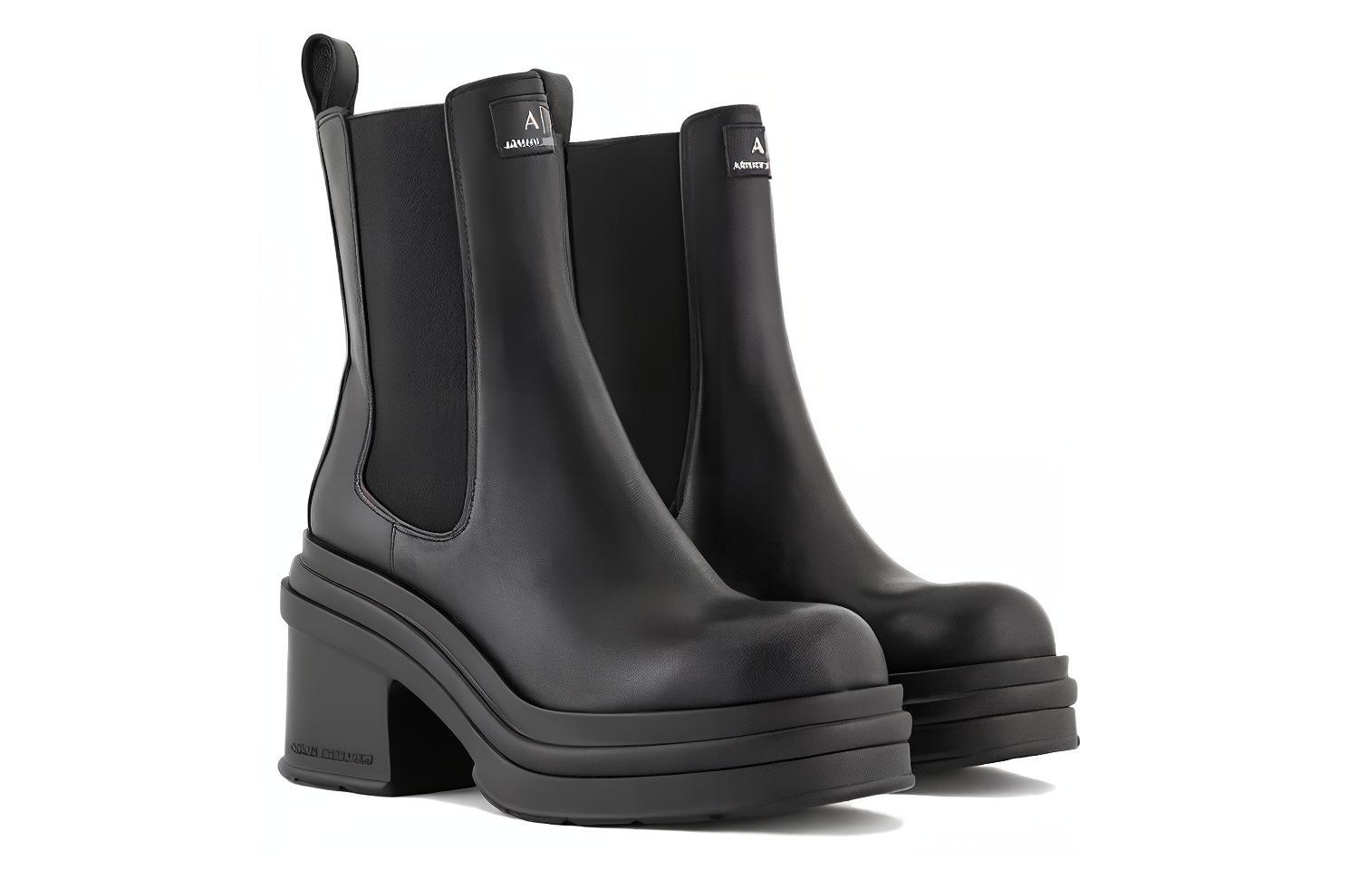 (W) Armani Exchange Leather Chelsea Boots 'Black' 圖 3