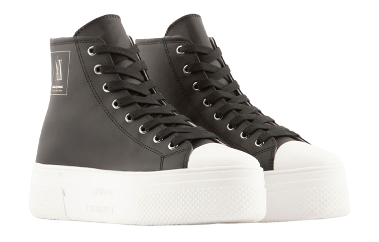 Order (W) Armani Exchange Leder High-Top Schnürer ''Schwarze Mode'' XDZ025XV694100002
