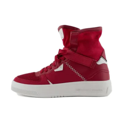 (W) Armani Exchange Leather High-Top Sneakers 'Red'