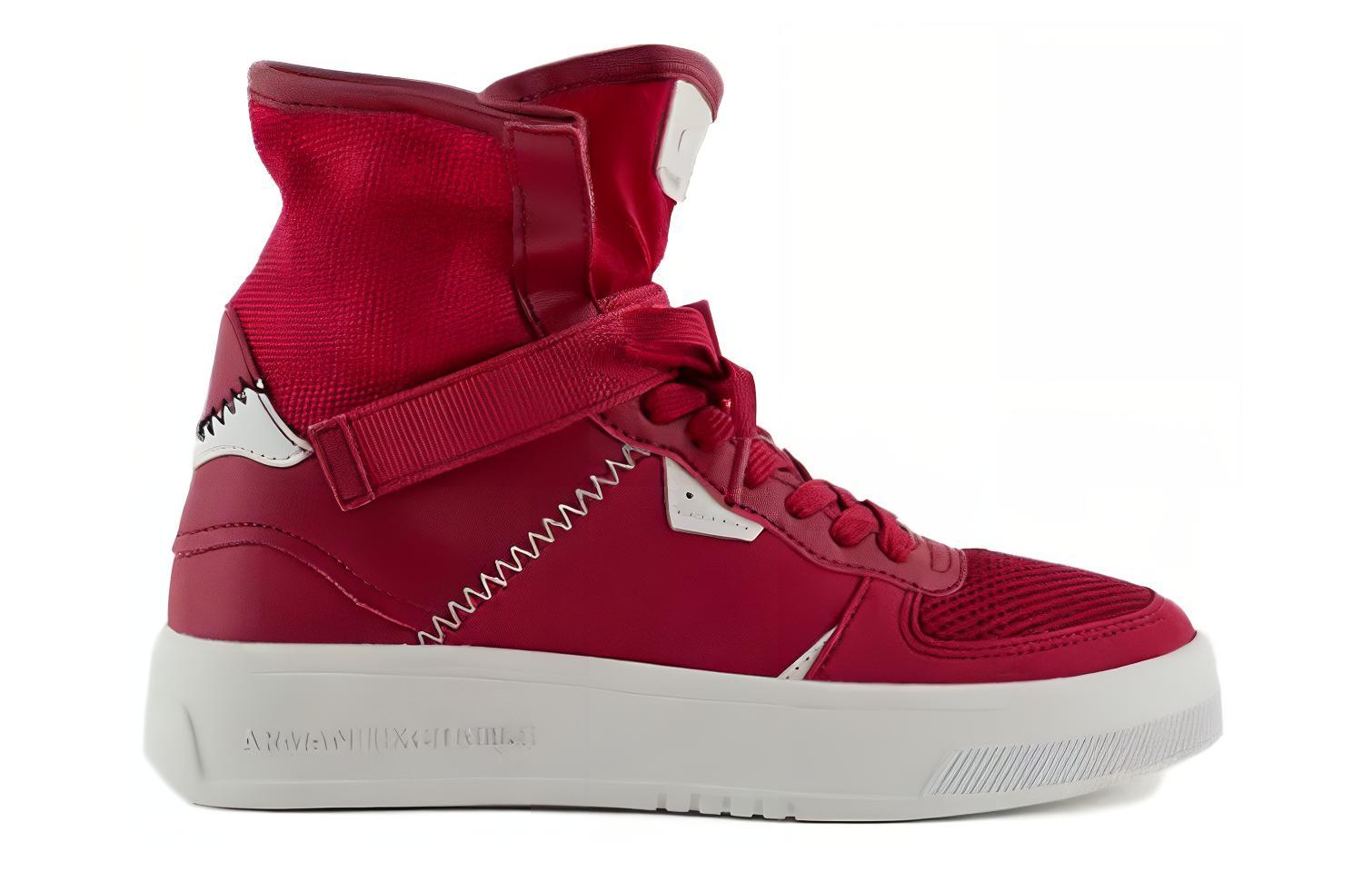 Order (W) 阿玛尼Exchange红色高帮皮革运动鞋 XDZ031XV7291K621