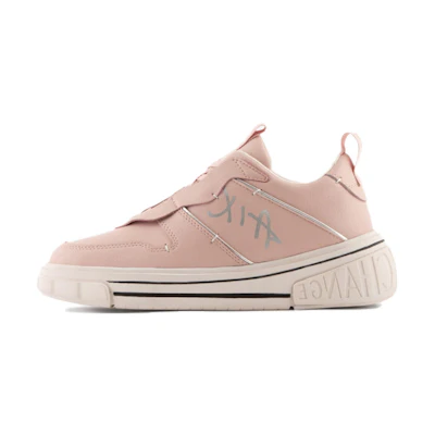 (W) Armani Exchange Leather Lace-Up Low-Top Sneaker 'Pink Print'