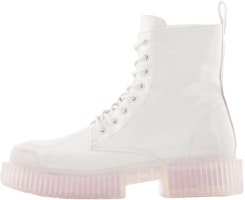 (Women) Armani Exchange Leather Lace-Up Round-Toe Boots 'White' XDM007XV6381S267 (Women) Armani Exchange Leather Lace-Up Round-Toe Boots 'White' XDM007XV6381S267