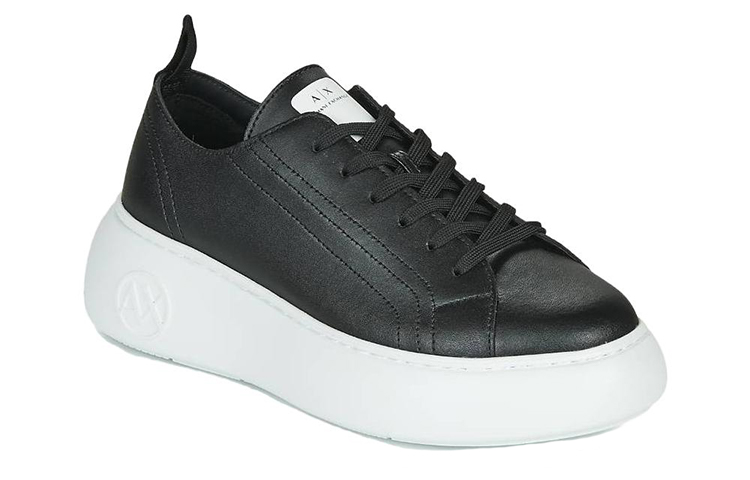 (W) Armani Exchange Leather Low Top 'Black' 圖 2