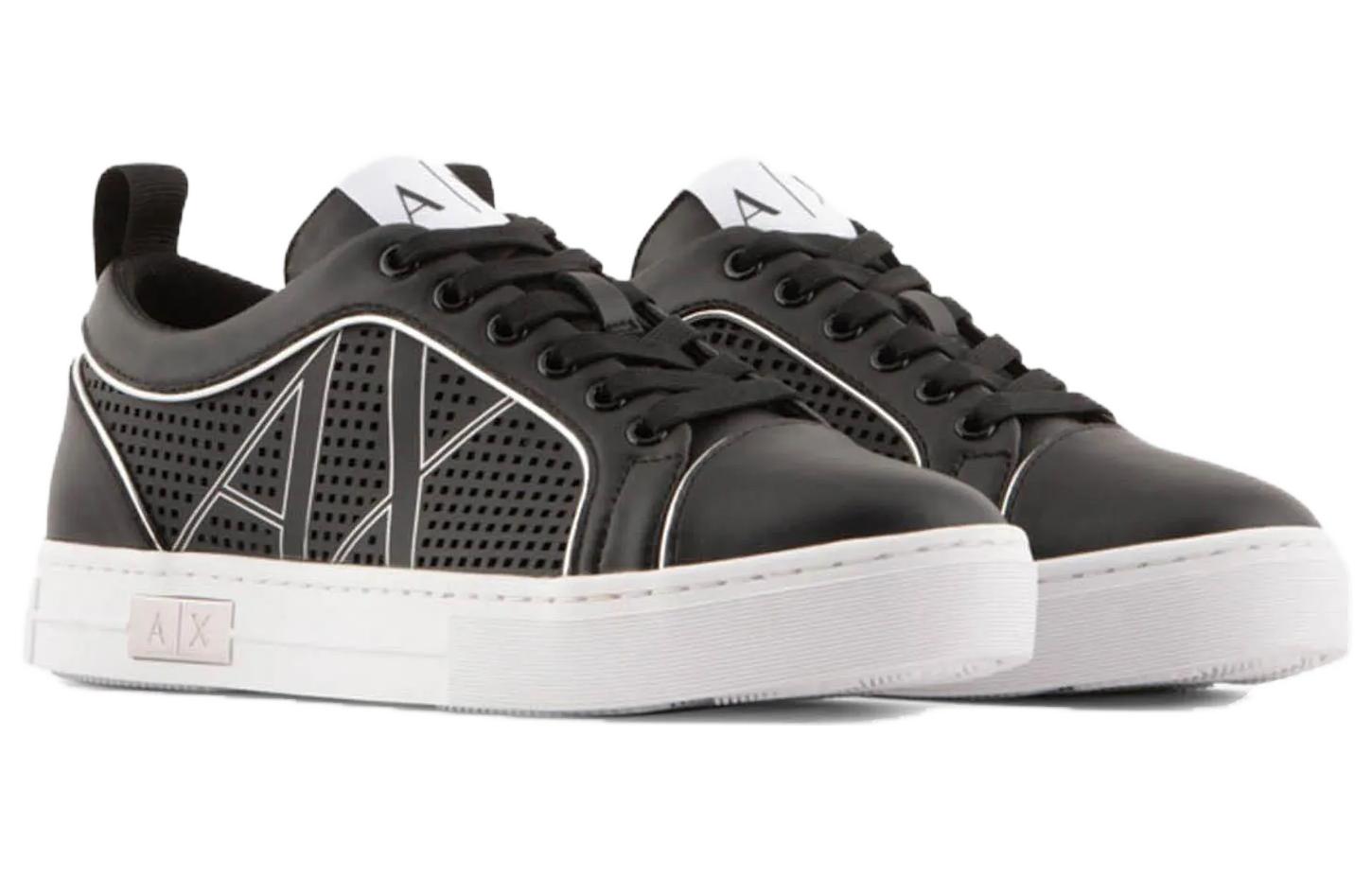 (W) Armani Exchange Leather Low Top 'Black' 圖 3