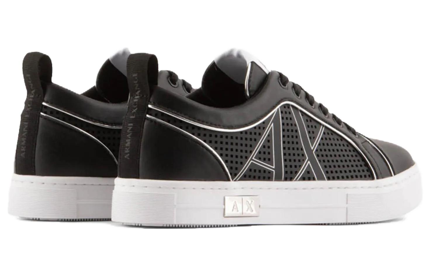 (W) Armani Exchange Leather Low Top 'Black' 圖 4